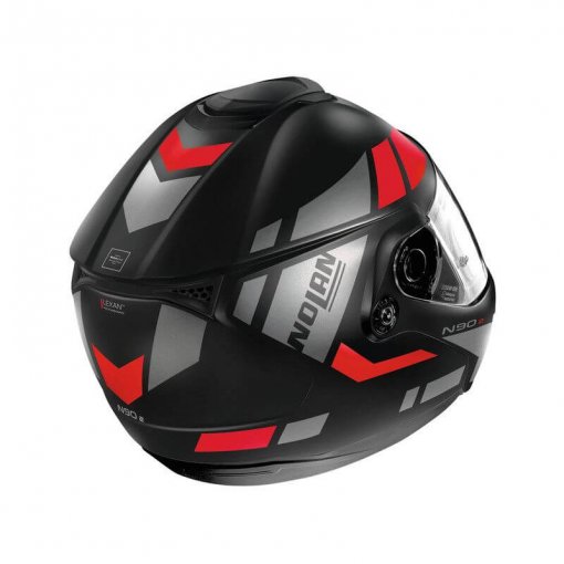 casque-modulable-nolan-n90-euclid-rouge-noir-gris-cote